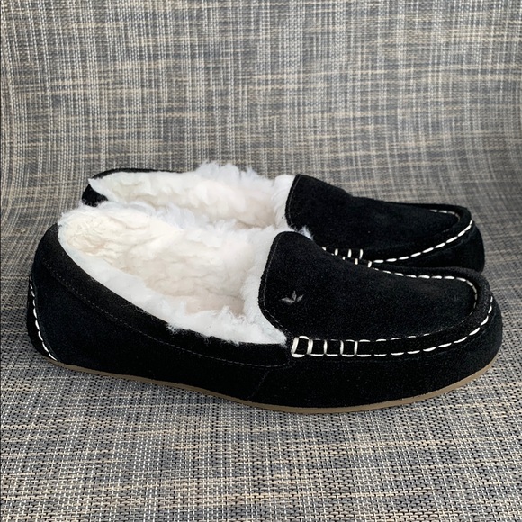 Koolaburra by UGG Lezly Lined Black Suede Moccasin Slippers women’s size 7 - Picture 1 of 13
